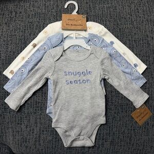 DreamGro 3 pack long sleeve bodysuits set 6-9M NWT